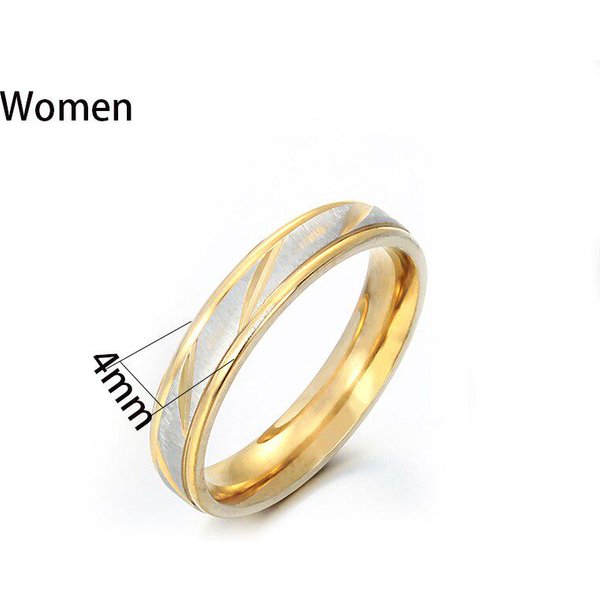 Anillo De Pareja De Acero Inoxidable, Anillo De Boda Con PatróN De Onda Dorada, Regalo De JoyeríA De Compromiso Para Hombres Y Mujeres 7 Beige-image