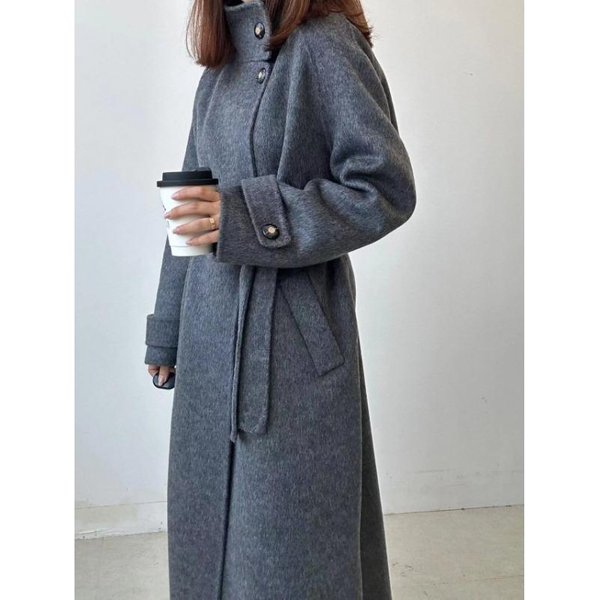 Abrigo De Lana De Doble Cara Abrigo De Lana De DiseñO Moderno Temperamento Solapa Abrigo De Lana CláSico Mujer S Gray-image