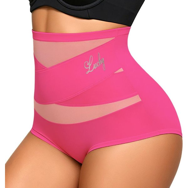 Braguitas Moldeadoras Sin Costuras De Cintura Alta Para Mujer, CompresióN Cruzada, Control De Abdomen, Levanta GlúTeos, Adelgazantes, Moldeadoras, Para Todas Las Estaciones 3XL Pink-image