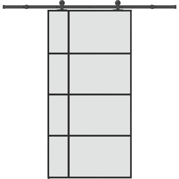 Vidaxl Puerta Corredera A Con Accesorios, 102,5X205 Cm, Esg Y Aluminio-image