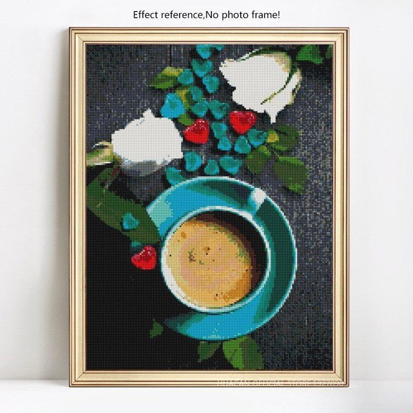 Bordado De Diamantes DIY Paisaje Café Pintura De Diamantes Mosaico De Diamantes ImáGenes Redondas Completas 20X30-image