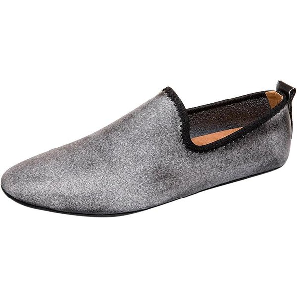 Moda Informal Cuero Hombre Planos DiseñAdor Oficina Formal Mocasines Italianos Ligeros Transpirables Antideslizantes Zapatos NáUticos Zapatos Para Caminar 40 Gris-image