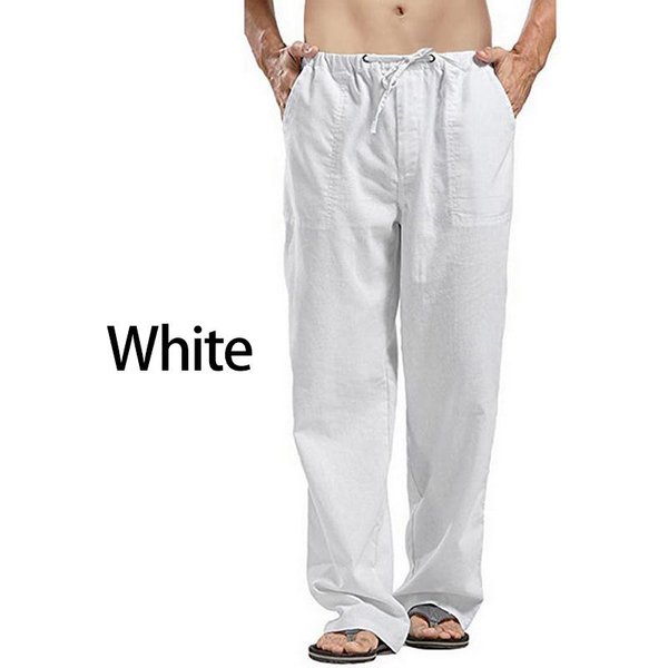 MęSkie LuźNe Spodnie W DużYch Rozmiarach Spodnie Z Elastyczną Talią Proste Spodnie Imprezowe 4XL White-image