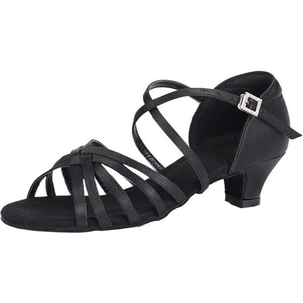 Buty Do TańCa LatynoamerykańSkiego Damskie Buty LatynoamerykańSkie Na Niskim Obcasie SandałY Na śRednim Obcasie MięKkie Buty Do TańCa Size 40 Czarny-image