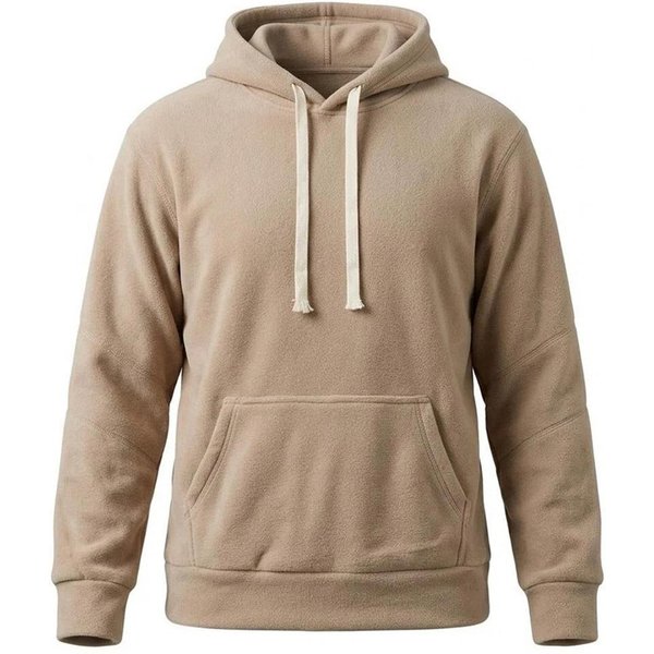 Sudadera Con Capucha Para Hombre, Color Liso, Con CordóN, Manga Larga, Bolsillo Canguro, Corte Holgado, Informal S Caqui-image