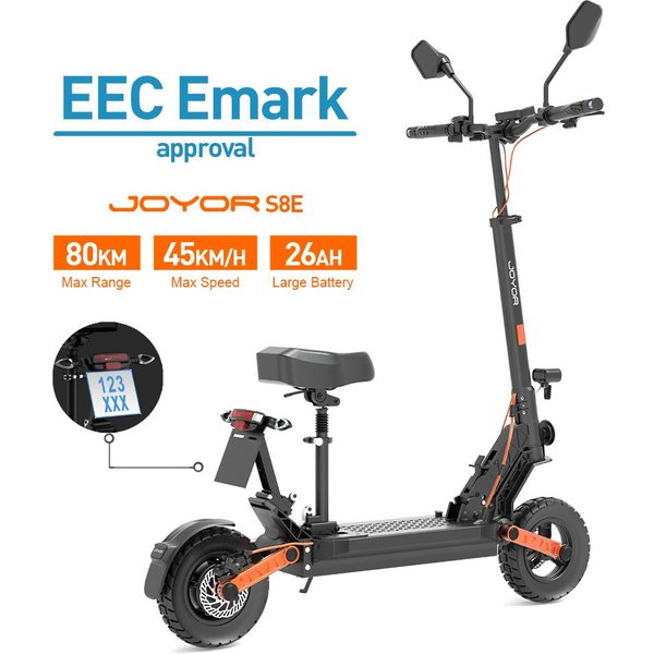 Joyor S8E Patinetes EléCtricos NeumáTico Todoterreno De 10'' BateríA 48V/26AH Motor 800W Velocidad MáXima 45KM/H AutonomíA 80KM S8E-1 Negro-image