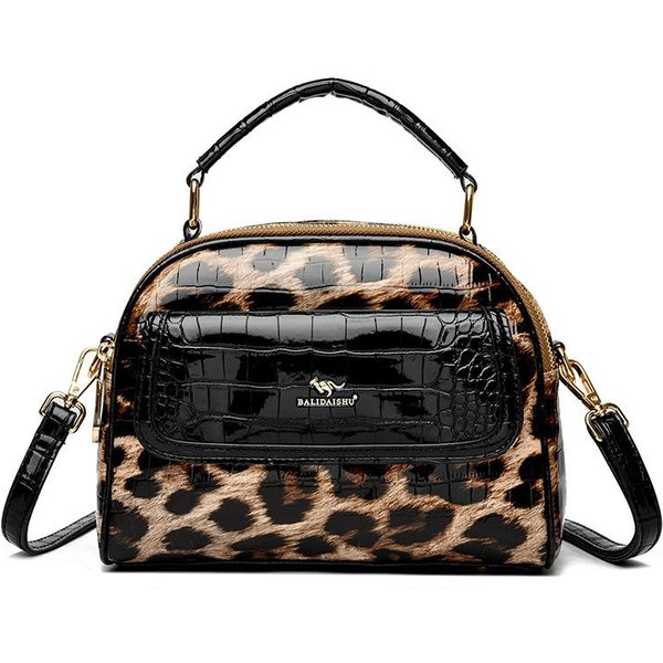 Nowa Modna Damska Torebka Jednoramienna Torba Crossbody Panterka Black-image
