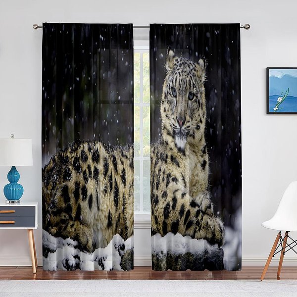 Safari De Animales Africanos Leopardo Vida Silvestre Guepardo Cortinas De Visillo Transparentes Para Sala De Estar Dormitorio Cocina DecoracióN Cortina De Ventana De Tul 1 PCS W100Xh250Cm&Grommet Top-image