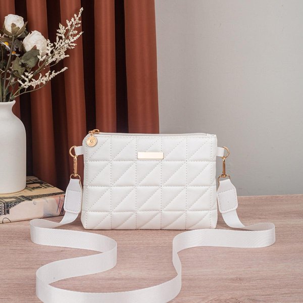 Panie, Patchworkowa Krata, Torba Crossbody, Odpinany Pasek Na Ramię, ZapięCie Na Zamek BłYskawiczny, Codzienna Torebka, Kompaktowa Torebka, NiezbęDna Do Codziennego UżYtku BiałY-image