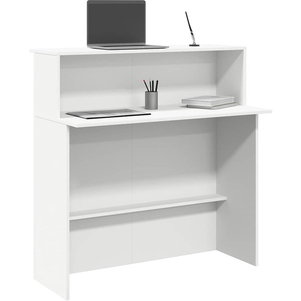 Escritorio De RecepcióN Blanco 100X50X103,5 Cm Madera Contrachapada-image