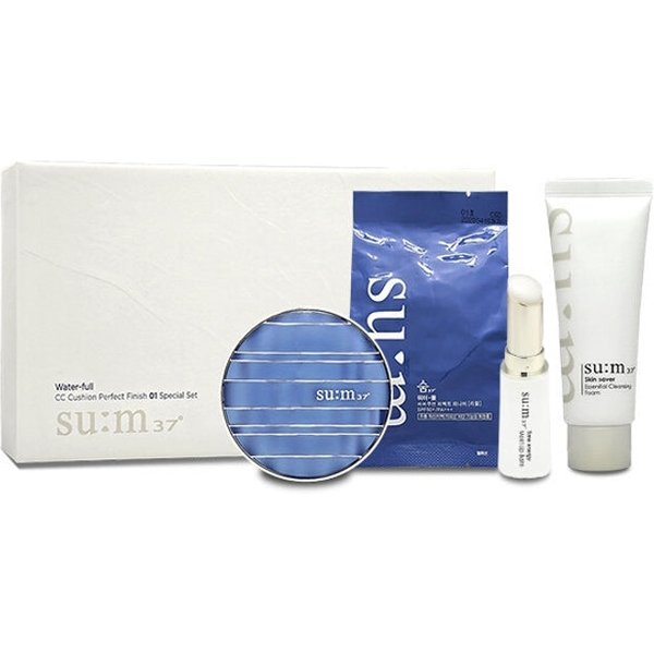 su:m37 Water-Full CC Cushion Acabado Perfecto 01 Beige Claro Set Especial 4 ArtíCulos +Regalo Aleatorio-image