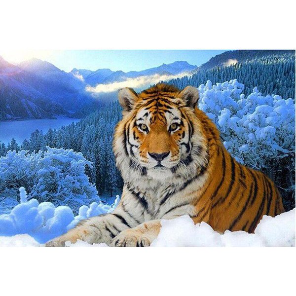 DIY 5D Pintura De Diamante Animal Tigre Punto De Cruz DecoracióN Del Hogar Bordado De Diamantes 20X30CM-image