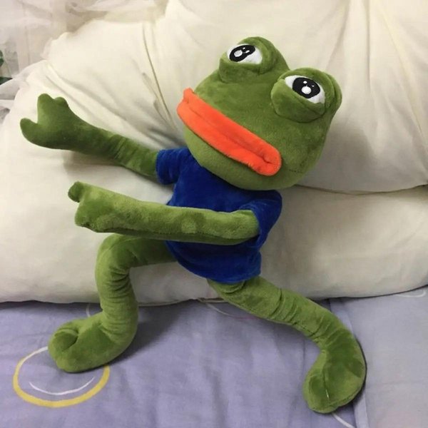 Pluszowa Zabawka ŻAba Smutna ZwierząTko 45Cm MięKka Poduszka Wypchana Magiczny Wyraz Twarzy Pepe Smutna ŻAba Lalka Pluszowa Prezenty Urodzinowe Dla Dziewczynek ChłOpcóW Niebieski-image