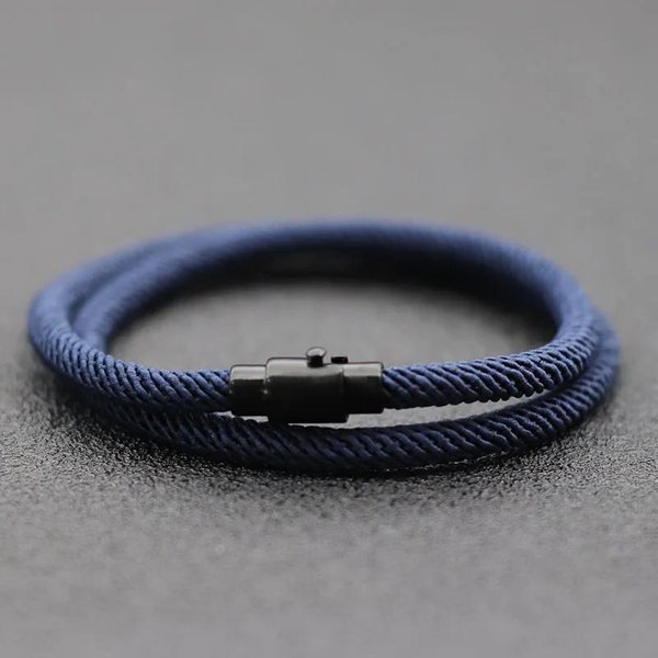 Prosty Styl MęSka Bransoletka Z Liny PodwóJna Warstwa Survivalowa Bransoletka Homme Akcesoria Prezent Dla ChłOpaka Magnetyczne ZapięCie Pulsera Hombre Joias 20Cm Gray-image