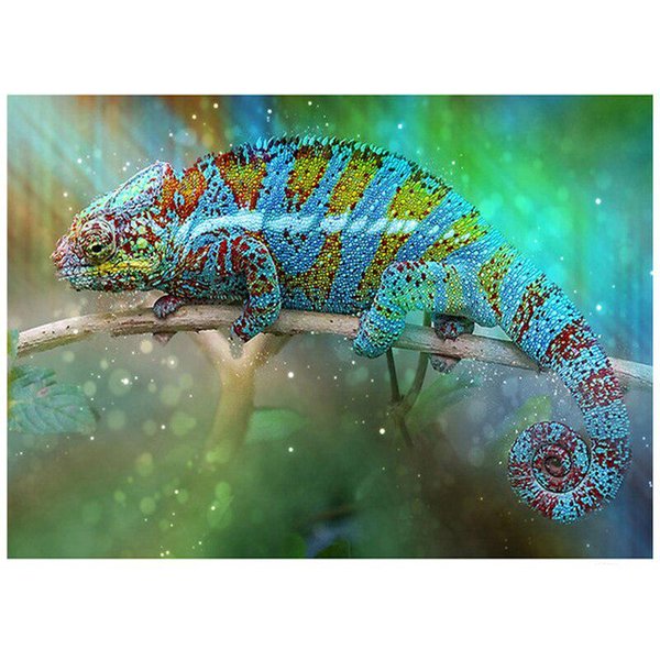 Diy Diament Malarstwo Cross Stitch Kameleon Diament Haft OkrąGłY Diament Mozaika ZdjęCia 20X30CM Blue-image