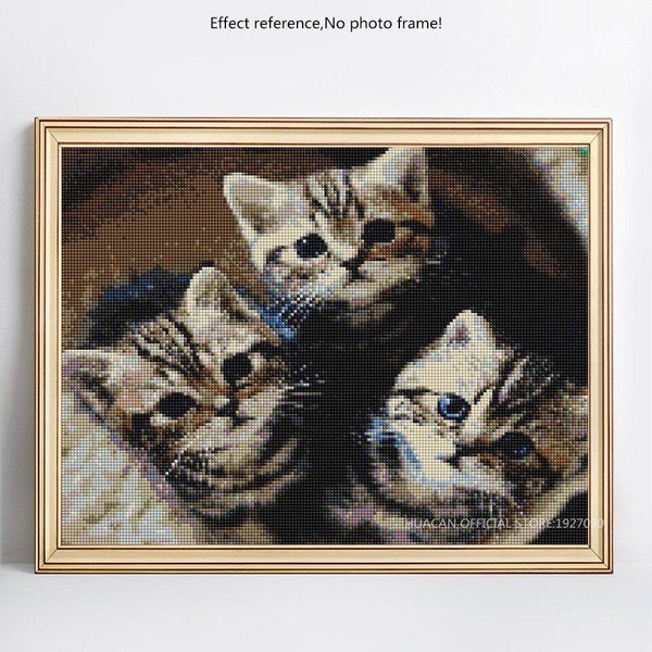 Mosaico De Diamantes Animal 5D DIY Pintura De Diamantes Bordado Gato PedreríA 20X30CM-image