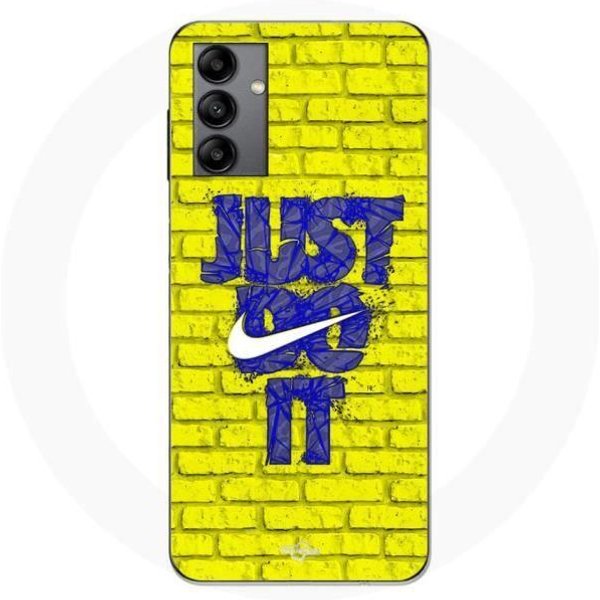 Funda Maniacase Para Samsung Galaxy A04S Logo Just Do It Color Azul Frontal Amarillo Amarillo-image