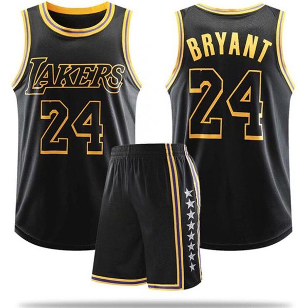 Lakers Kobe Bryant # 24 Conjunto De Camiseta De Baloncesto Adolescentes Uniforme De Baloncesto Negro 130-image