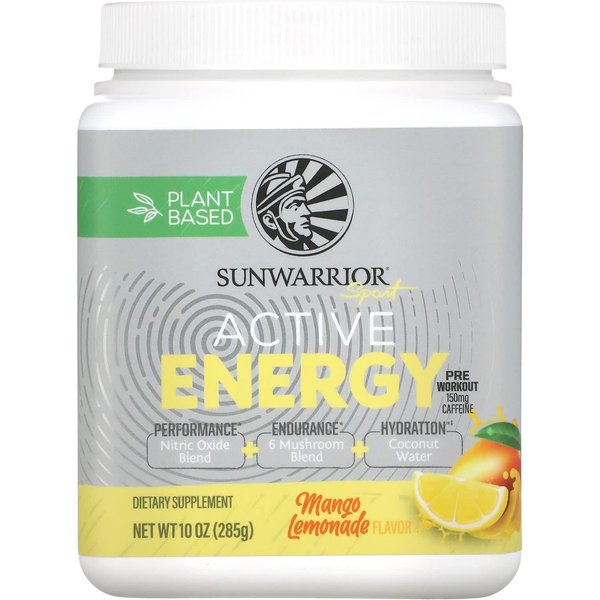 Sunwarrior, Deportes, Suplemento EnergéTico Activo Pre-Entrenamiento, Limonada De Mango, 10 Oz (285 Gramos)-image