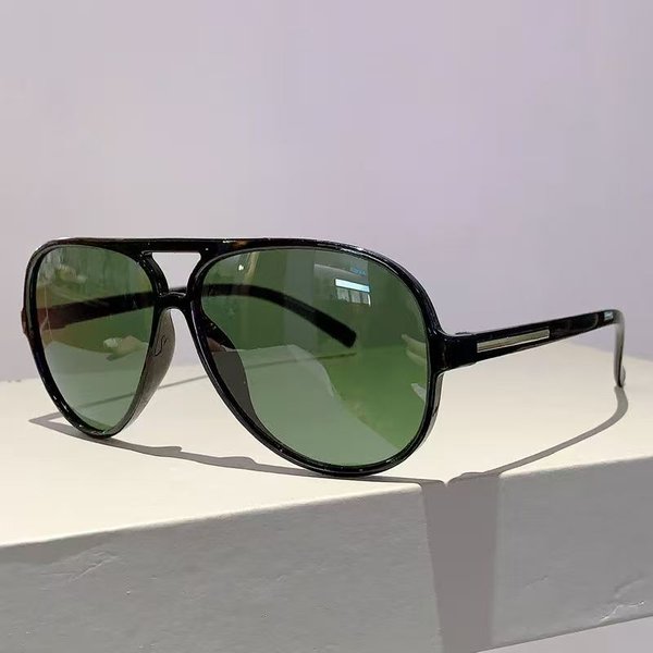 ÚLtimas Gafas De Sol CláSicas De Doble Puente Y Montura Grande Estilo Sapo Con ProteccióN UV Gafas De Sol Pilot Para Hombre UV400 1PC Black-image