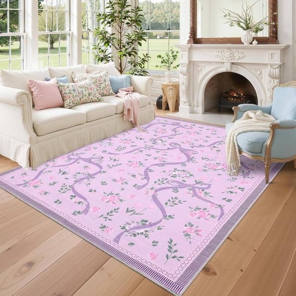 Francuski Kwiecisty Dywan Do Salonu AntypośLizgowy ŁAtwy Do Czyszczenia Mata PodłOgowa Pod Kanapę Sypialnia Garderoba WewnęTrzny WystróJ Domu Dywan 50X80Cm 20X31Inch-image