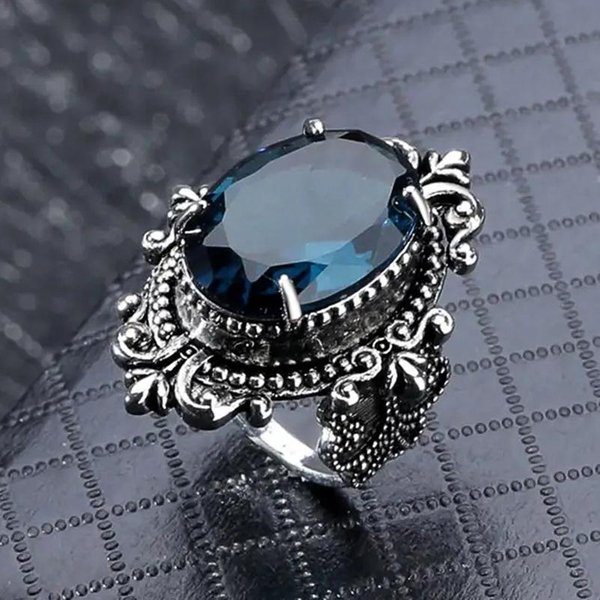 Anillos Azules Bohemia Huitan Para Mujer DiseñO EstéTico Con PatróN Calado FantasíA Regalo De Aniversario ÉTnico Accesorios Para Dedos JoyeríA Para Dama 9-image