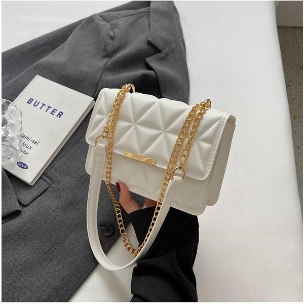 Modna Torebka Crossbody Na łAńCuszku, Damska Mini Torebka Na Ramię, Luksusowa Pikowana Torebka Argyle I Kwadratowa Portmonetka Gray-image