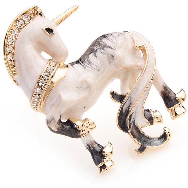 Broches De Esmalte Caballo De La Suerte Milagro Blanco Para Mujeres Y Hombres AleacióN Animal PedreríA Broche De Fiesta Banquetes Regalos-image