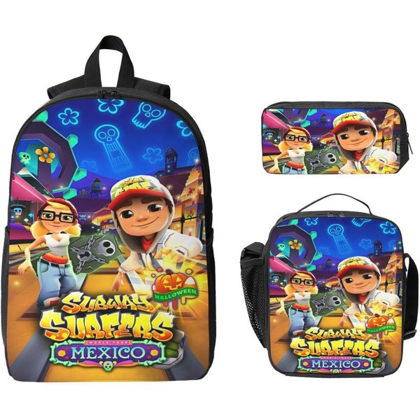 Videojuego Subway Surfers Mochila Infantil Lonchera Estuches Para NiñOs NiñAs Mochilas De GuarderíA Bolso Escolar Set De Mochila-image