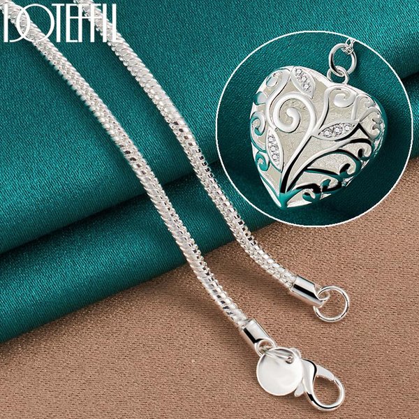 925 Sterling Silver Serce Wisiorek 16-30 Cali Naszyjnik Moda BiżUteria 45Cm White-image