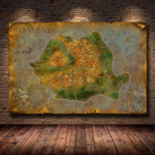 Mapa Gry World Of Warcraft Malarstwo Na PłóTnie Sztuka śCienna Plakaty Wydruki Obrazy Do Salonu Sypialnia PokóJ Gier WystróJ Domu Bez Ramki 40*60Cm No Frame-image