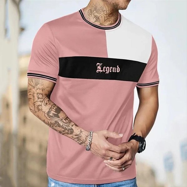 Vintage MęSka Koszulka Street Tee Letnia MęSka Koszulka Z Nadrukiem PaskóW 3D KróTki RęKaw Codzienna Koszulka Oversize Ubrania Koszulka MężCzyzna 5XL Black-image