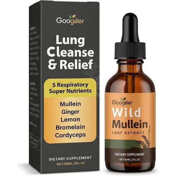 Googeer 5-W-1 Mullein Krople Do Oczyszczania PłUc I Wspierania UkłAdu Oddechowego (60 Ml) 1Pack-image