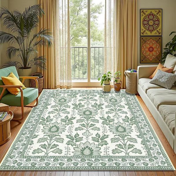 Vintage Cottagecore Kwiatowy Dywanik Retro Botaniczny Kwiatowy MięKki AntypośLizgowy Dywan Boho Ilustracja Design Dywan Do Salonu Sypialni 80X120Cm-image