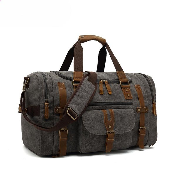 Bolsa De Viaje De Lona De Ocio Cuero Bolsa Deportiva De Fitness SeparacióN Seco HúMedo Bolsa De Equipaje MáS Almacenamiento Gris-image