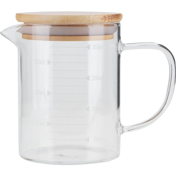 Taza Medidora De Vidrio De Borosilicato Con Tapa, Resistente Al Calor, Para Hoteles, Restaurantes Y Hogares.(350Ml )-image