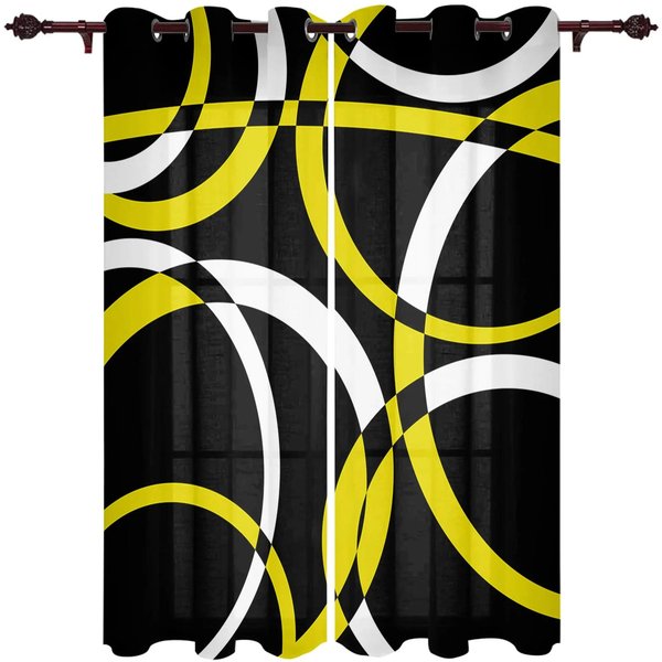 2 Sztuki Czerwone Czarne Geometryczne Abstrakcyjne Linie Nowoczesne ZasłOny Okienne Do Salonu Sypialni ZasłOna Kuchenna Rolety ZasłOny 100W130H(Cm)40X51In&Rod Pocket-image