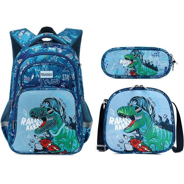 Cusangel Set De Mochila Escolar Gran Capacidad Mochila Escolar Para NiñOs NiñO Dinosaurio Mochila Anime Mochila De Dibujos Animados Unicornio Bolsa De Dibujos Animados-image