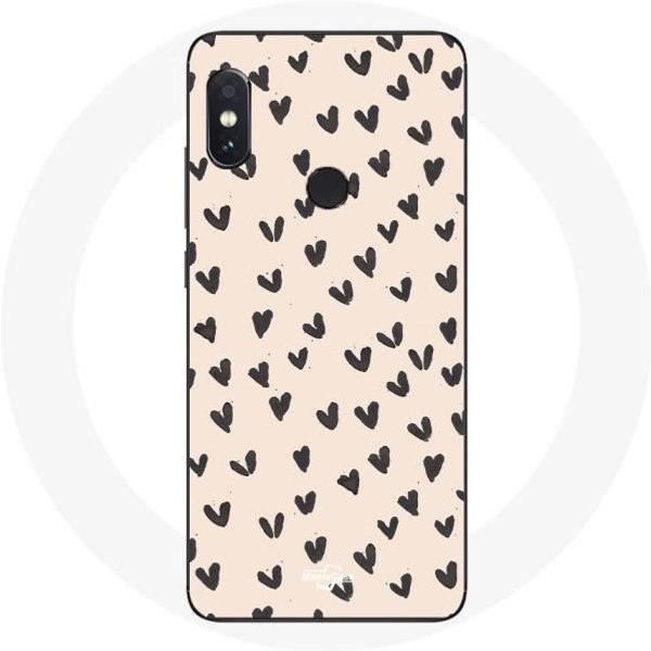 Funda Para Xiaomi Redmi Note 5 AI CáMara Dual Fondo De Textura Abstracta Corazones Negros-image