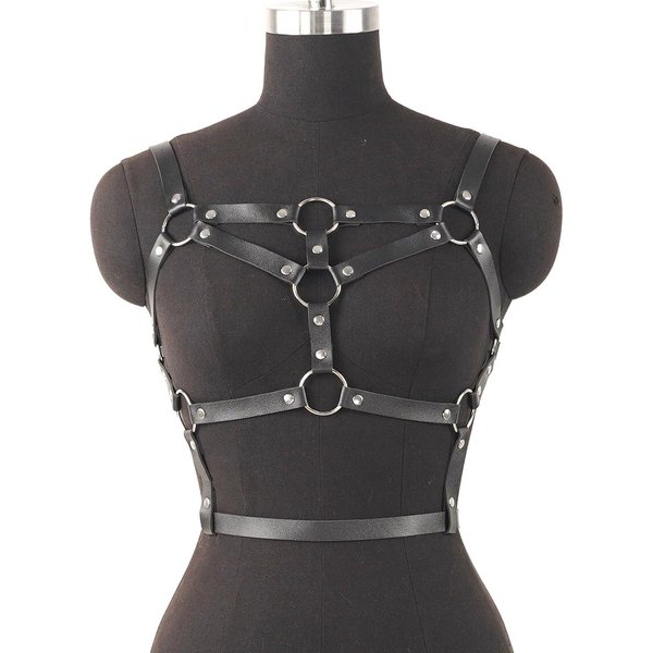 Moda Para Mujer Cuero PU Hueco Jaula Sujetador GóTico ArnéS Corporal Pecho CinturóN ArnéS De Pecho Punk Para Adultos.-image