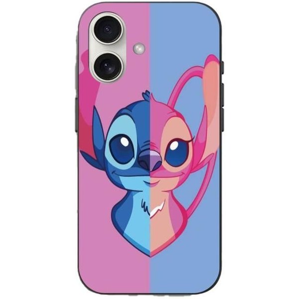Coque Iphone 16 Plus Stitch Et Angel Bleu Et Rose-image