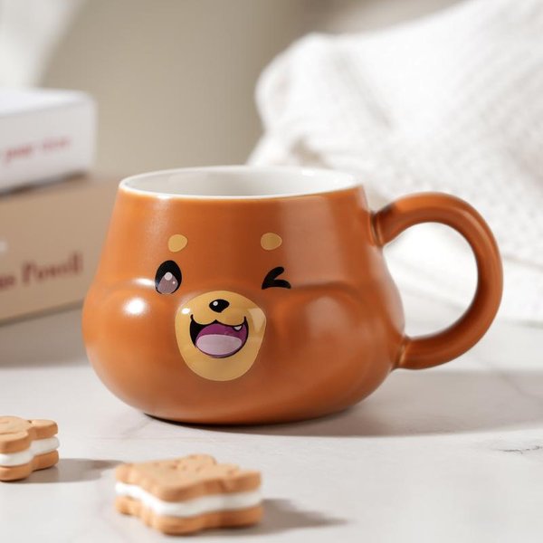 Taza De CeráMica De Dibujos Animados Creativa Con Tapa Taza De Agua Para Pareja De Alto Valor Para El Hogar Caja De Regalo Souvenir Taza Estilo Ins 400Ml-image