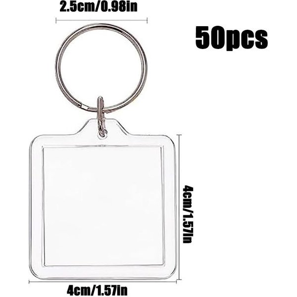 50 Llaveros AcríLicos Con Foto En Blanco Y Marco De Fotos AcríLico. 50Pcs-image