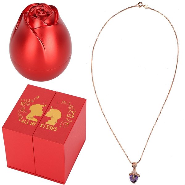 Collar De JoyeríA Caja De Flores Rosas DíA De San ValentíN Anillos Collares Pendientes Caja De Regalo-image