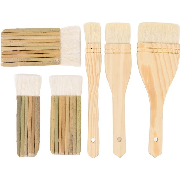 6 Szt. PęDzle Do Glazury Ceramicznej Profesjonalny PęDzel Malarski Zestaw PęDzli Artystycznych Do Malowania Beige-image