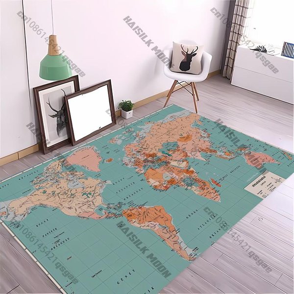 Vintage Mapa ŚWiata Kompas Oceaniczny Dywan DużY Dywan Do Salonu Sypialni Biura Pokoju Gier Dekoracyjna Mata MiłY Prezent 40X60Cm (16X24In)-image