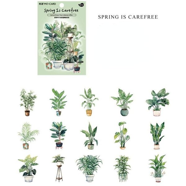 Juego De 30 Pegatinas De Hojas De Helecho BotáNico Transparente PET De Estilo Vintage, Pegatinas Impermeables Para áLbumes De Recortes, Para DecoracióN De Diarios DIY-image