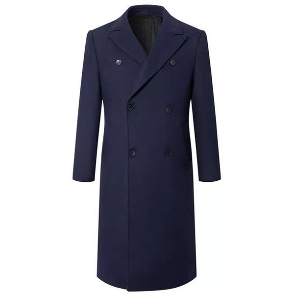 Abrigo De Lana Acolchado Grueso De OtoñO E Invierno Extra Largo Hasta La Rodilla Para Hombre Abrigo Trench Slim De Doble Botonadura M-image