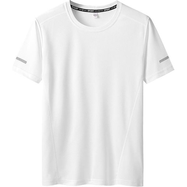 Camiseta De Verano Para Hombre, Talla Grande, De Secado RáPido, Cuello Redondo, Manga Corta, Talla Extragrande XXL Blanco-image