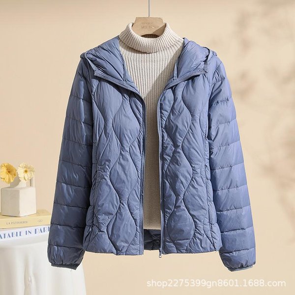 Jesienna I Zimowa Nowa Lekka I Cienka Damska Kurtka Puchowa Z Kapturem CiepłA Cienka Kurtka W DużYm Rozmiarze M-image